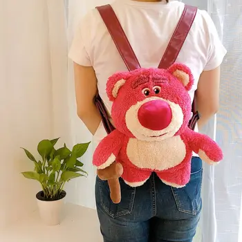

Cute Cartoon Strawberry bear Plush backpack Soft Stuffed Aniamls Toy bag Women Girls Children School bag For Birthday Gifts 35cm