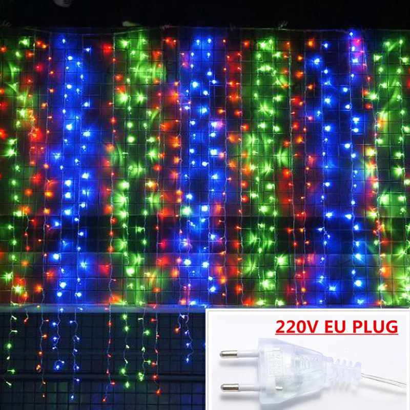 Multicolor 220v 2x2/3x2/3x3 м занавески гирлянды рождественские украшения для дома Новогодние рождественские украшения Noel Navidad - Цвет: Multicolor 220v