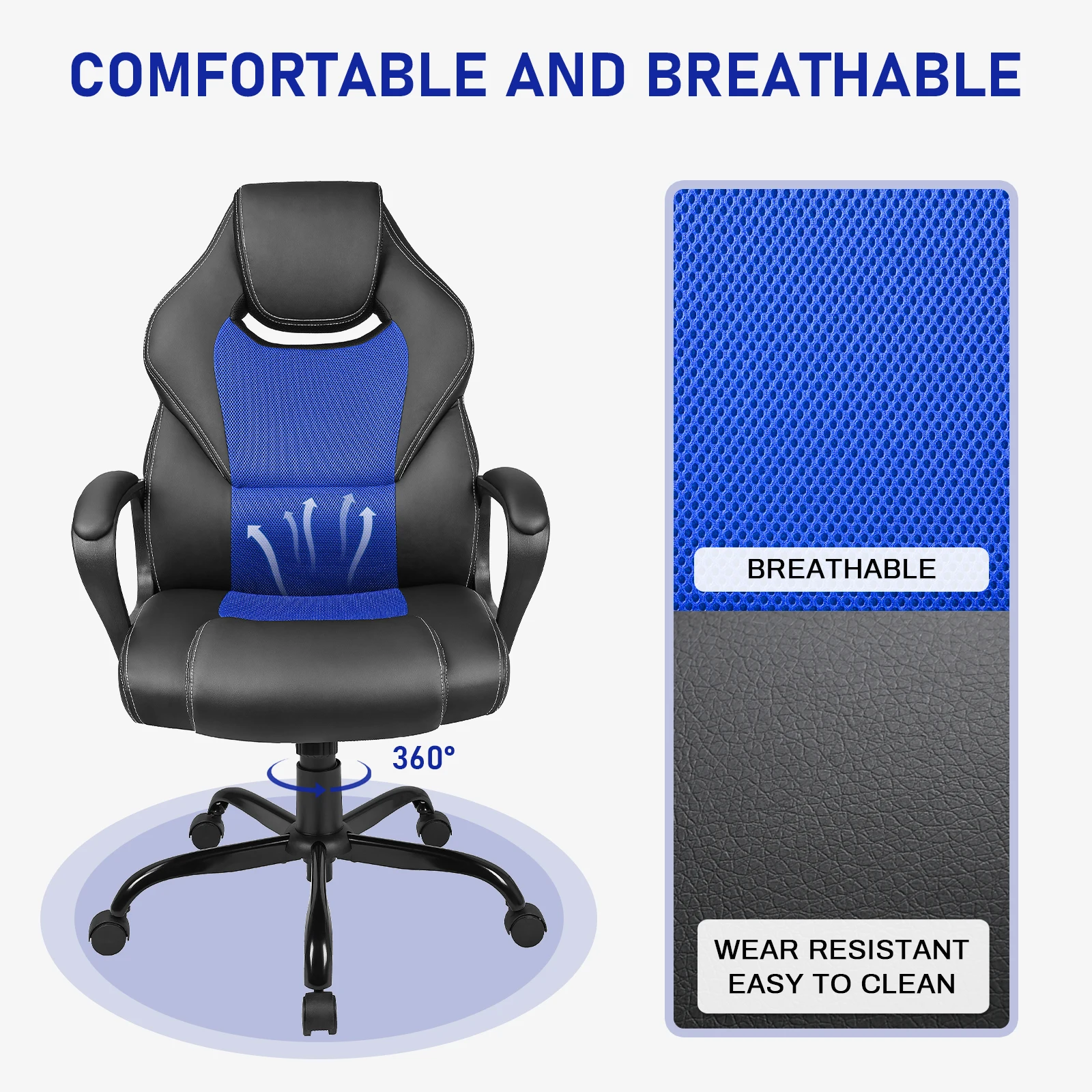 Chaise de Bureau Fauteuil Gamer Réglable Ergonomique Inclinable à