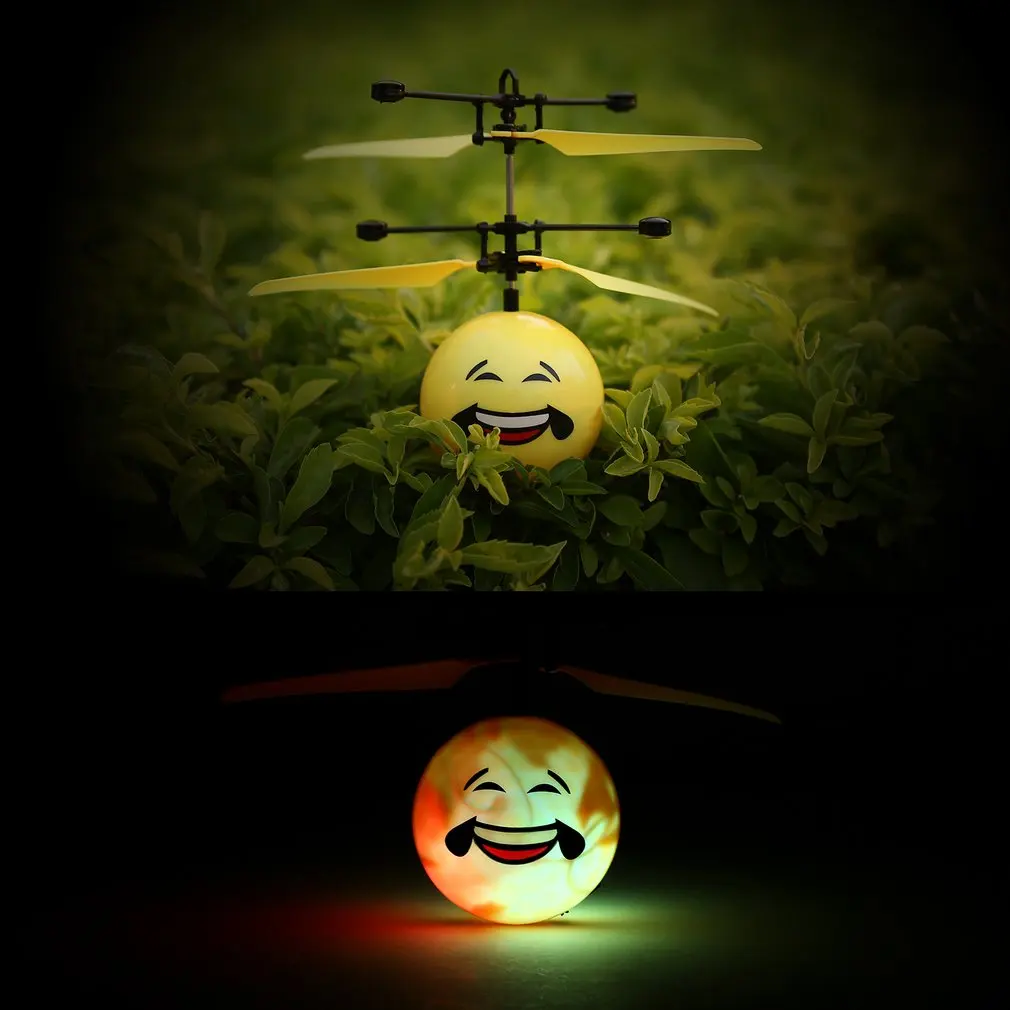Antistress Emotion Magic Flying Ball Infrared Induction Flying Flash Disco Smile Magic LED Lamp Ball Helicopter KID Toy RC Drone