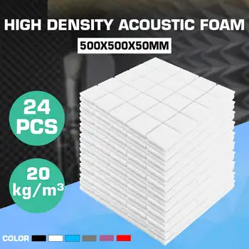 

24Pcs 500x500x50mm Studio Acoustic Foam Fireproof Soundproof Foam Sound Absorption Treatment Panel Tile Wedge Protective Sponge