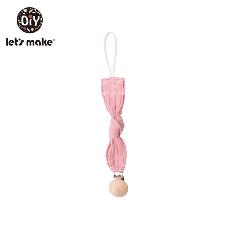 Let'S Make/1 шт., детские игрушки, цепочка для соски, персонализированный зажим для соски, деревянный держатель для сосков, хлопковые нагрудники для новорожденных - Цвет: pink
