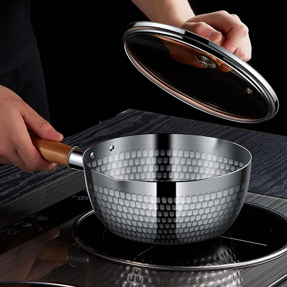 Japanese Saucepan Non-Stick Stainless Steel Milk Pots Soup Pot Kitchen Cooking Pan With Wooden Handle Cookware 20Cm 11 Japanese Saucepan Non-Stick Stainless Steel Milk Pots Soup Pot Kitchen Cooking Pan With Wooden Handle Cookware 20Cm