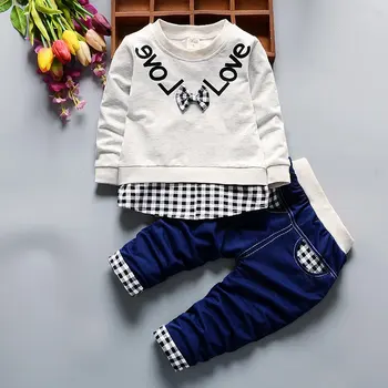 

2pcs/set Fashion Kids Boys Lovely Comfortable Cotton Clothes Long Sleeve Shirt + Long Pants