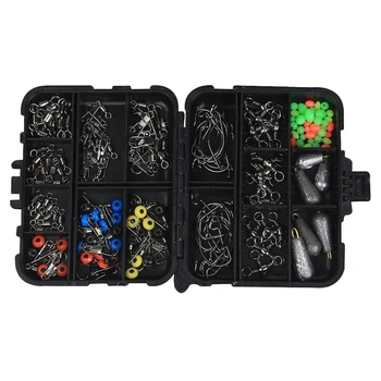 

160Pcs Fishing Accessories Kit Set with Fishing Tackle Box Including Fishing Sinker Weights Swivels Snaps Jig Hook Pesca