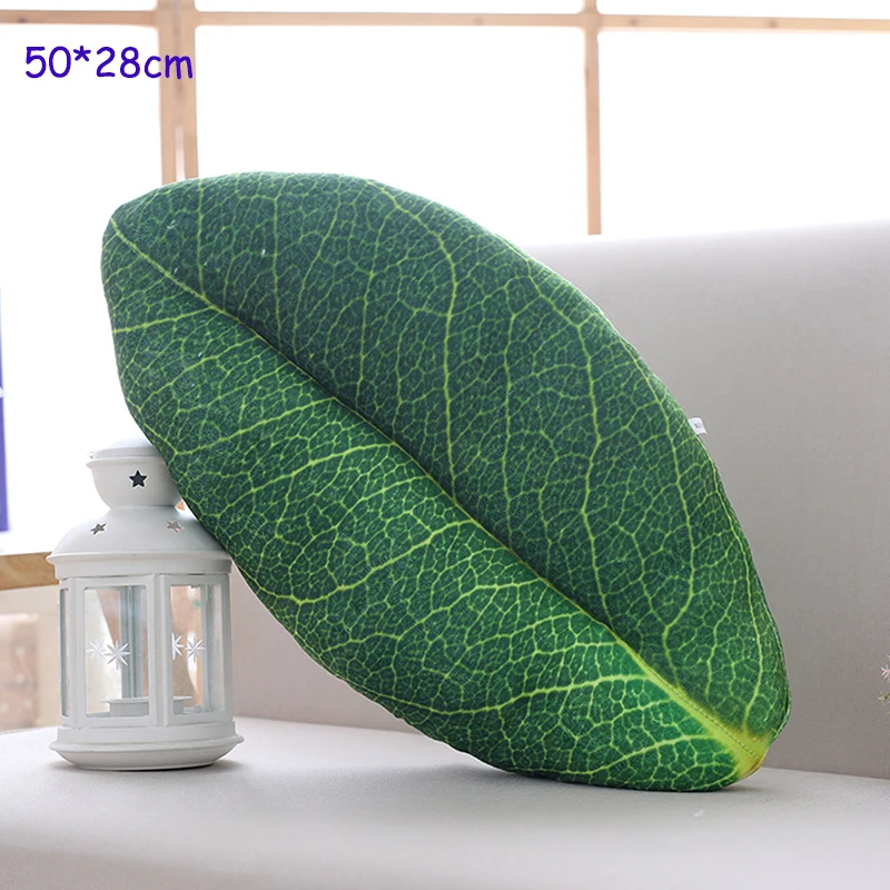 green leave Высокое качество 3D моделирование растения листья плюшевая подушка мягкая домашняя зеленое растение украшение мягкие сани подушки или офисный ворс - Цвет: green leave
