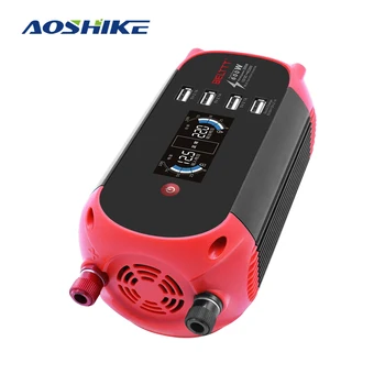 

AOSHIKE 1PC 12v 220v 600W Car Inverter Multi-function Car Charger 4 USB with LED Display Cigarette Lighter Intelligent Radiating