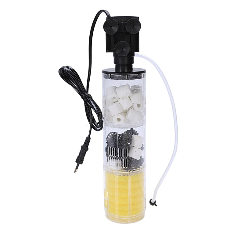 3 In 1 Aquarium Filter Fish Tank Filter For Aquarium Air Pump Air Oxygen Increase Aquarium Internal Filter Aquarium Pump, Eu Plu