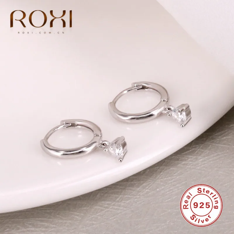 ROXI 925 пробы серебряные гипоаллергенные серьги, циркониевые серьги-гвоздики для женщин, корейские ювелирные изделия, свадебные серьги, маленькие серьги-гвоздики