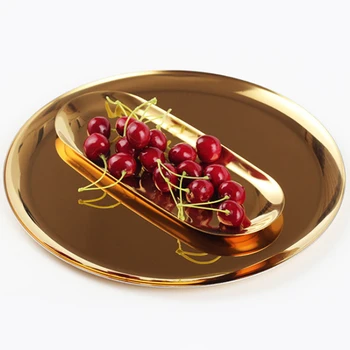 

Storage Tray Home Fruit Plate Organizer Single Layer Tea Kitchen Multifunctional Stainless Steel Round Jewelry Thickened Dessert