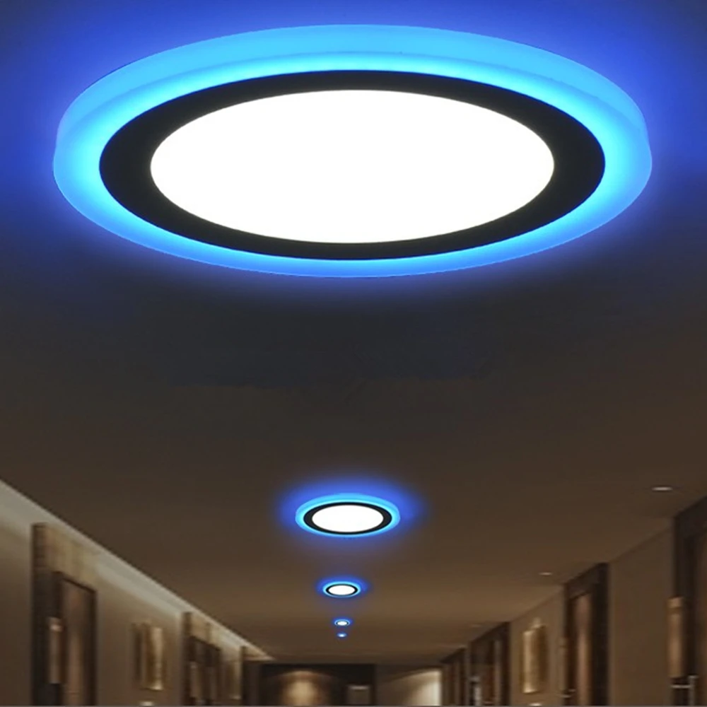 Светодиодные потолочные встраиваемые Панель свет 6 Вт 9 Вт 16 Вт 3 модели led Панель светильник синий + белый 2 цвета AC85-265V круглый светодиодный