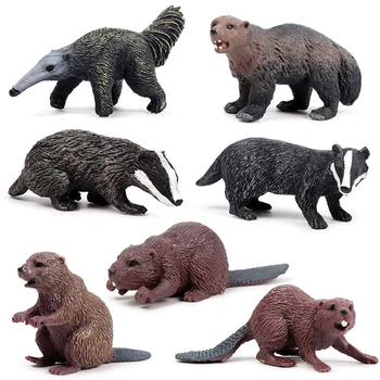 

Simulation Forest Wild Animal Model One Piece Badger Wolverine Anteater Beaver Bear action figure PVC Toy Figurine Gift For Kids