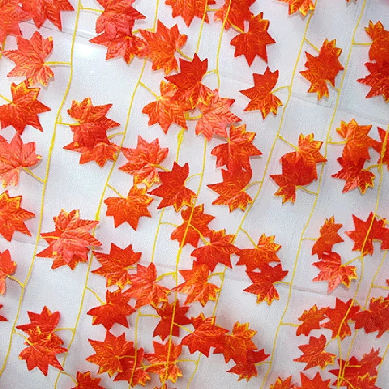 12 Piece 2.3M Artificial Vine Red Autumn Maple Leaf Fake Garland Plants Foliage Garden for Wedding Party Home Decoration