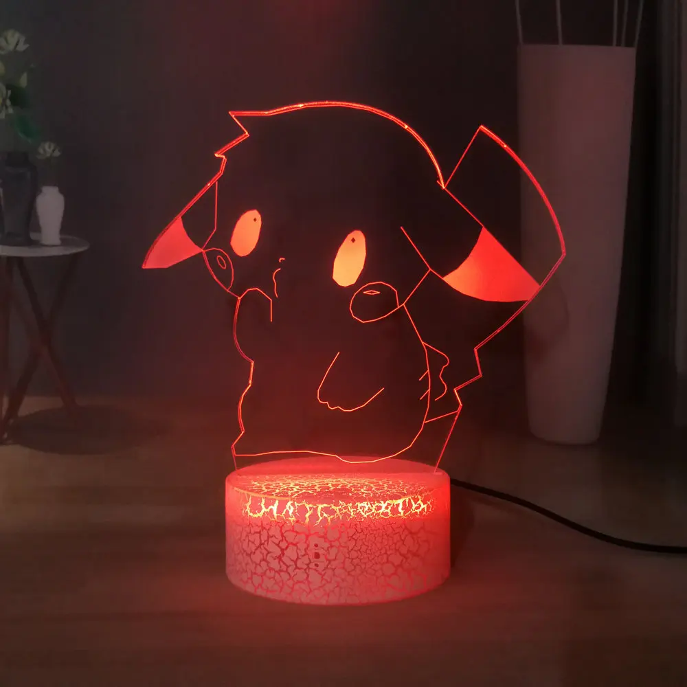 Милый ночник для спальни Покемон мультфильм Пикачу RGB многоцветный светодиодный детский ночник детский праздничный подарок Kawaii милое украшение комнаты