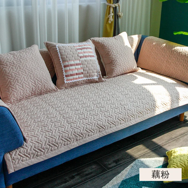 Скандинавские современные l-образные чехлы для диванов, хлопковые чехлы для диванов, желтый розовый чехол для секционного дивана, 3 сиденья, одноместный диван - Цвет: 01030-pale pinkish g