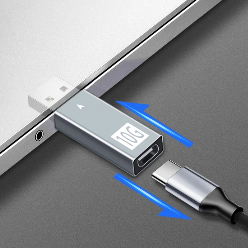 Aluminum Alloy Shell Usb To Type-C Gen2 Usb3.1 Adapter Converter Built-In Chip. 