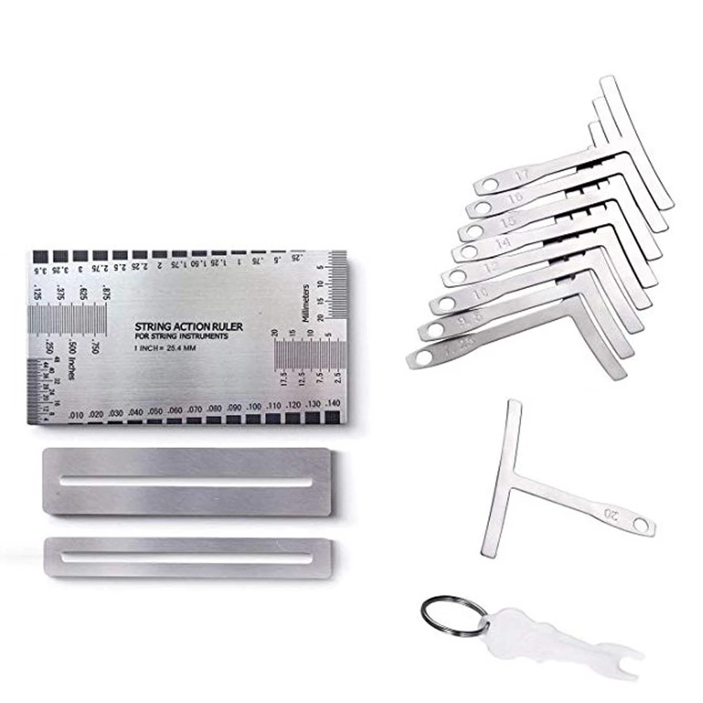 

9pcs Guitar Bass Radius Gauge Set Repair Luthier Tool Acoustic Musical Instrument Bridge Understring Steel Feeler Ruler String