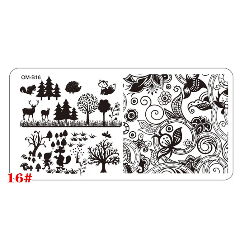 Nail Art Stamper пластины цветочный животный узор ногтей Stampping шаблон изображения пластины трафаретные гвозди дизайн Красота Инструменты Наборы - Цвет: 16