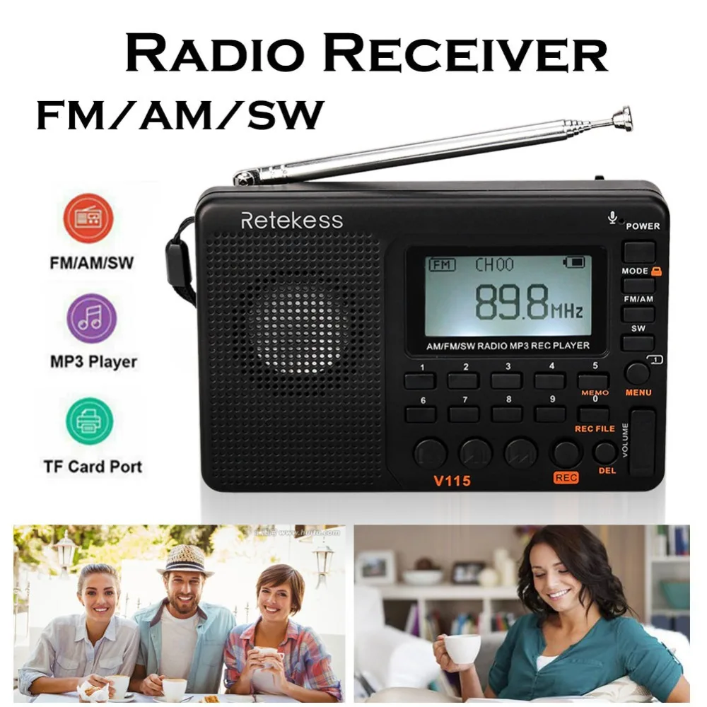 Retekess Pocket Digital DSP AM//SW//FM Clock Radio MP3 Player w//Micro SD Card USB