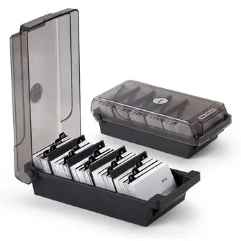 

Name Card Organizer 4 Divider Board Business Card Holder For Desk Storage Box Organizer Up To 500 Cards 240x120x75 mm