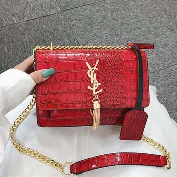 

Bag female 2020 crocodile pattern fashion chain handbag simple tassel shoulder messenger bag