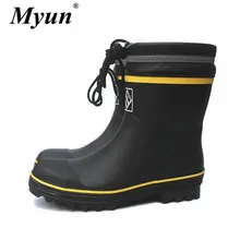 Черные резиновые защитные рыбацкие ботинки мужские резиновые сапоги со стальным носком на стальной подошве Нескользящие резиновые сапоги и противоскользящие галоши 36-46