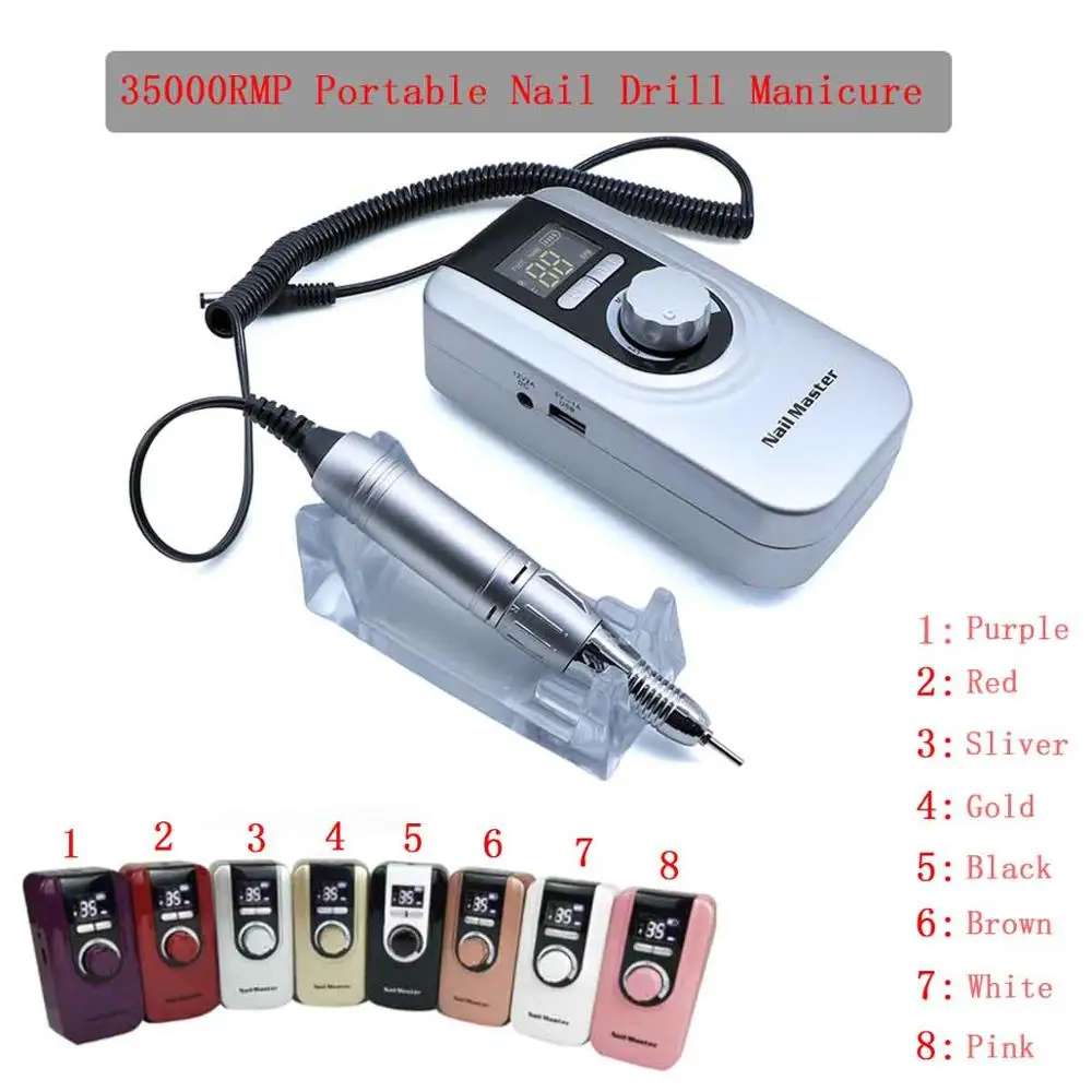  35000RMP Portable Nail Drill Manicure Set File Nail Pen Machine Set Kit With EU Plug Battery Portab