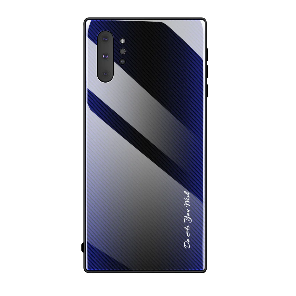 Чехол из закаленного стекла с градиентом OTAO для samsung S10 S9 S8 Plus S10e A50 A70 Note 8 9 10 Pro, стеклянная задняя крышка, чехол-бампер из ТПУ - Цвет: Royal Blue