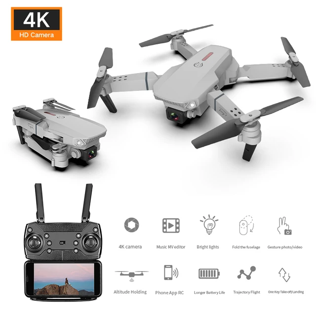 Drone 4k E88 Pro Dual Camera Visual Positioning Rc Quadcopter 1080P HD WiFi Fpv Height Hold Foldable Wide-angle Airplane Drone 1