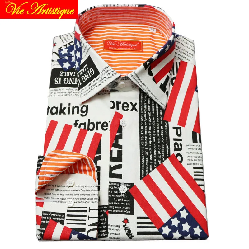 custom tailor made Men's bespoke cotton floral shirts business formal wedding ware blouse print American flag flower fashion