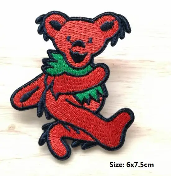 Grateful Dead's Dead Band Music Cloth Sticks Violent Bear Jacket Backpack iron on Patches Embroidery Arm badge - Цвет: Антикварное серебро