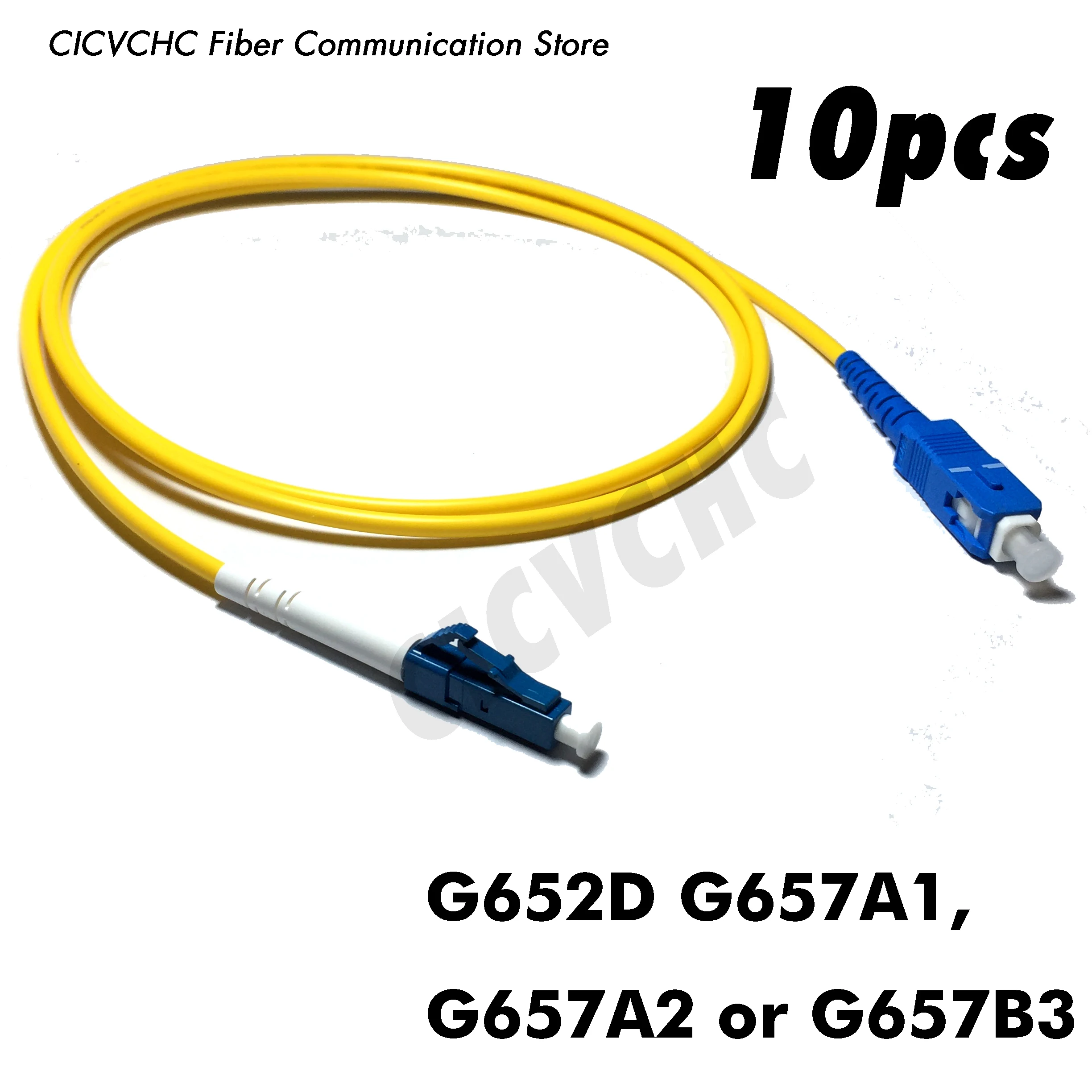 10pcs SC/UPC-LC/UPC Fiber Patchcord-Single Mode-G657B3, G657A2, G657A1 or G652D-3.0mm Cable Jumper