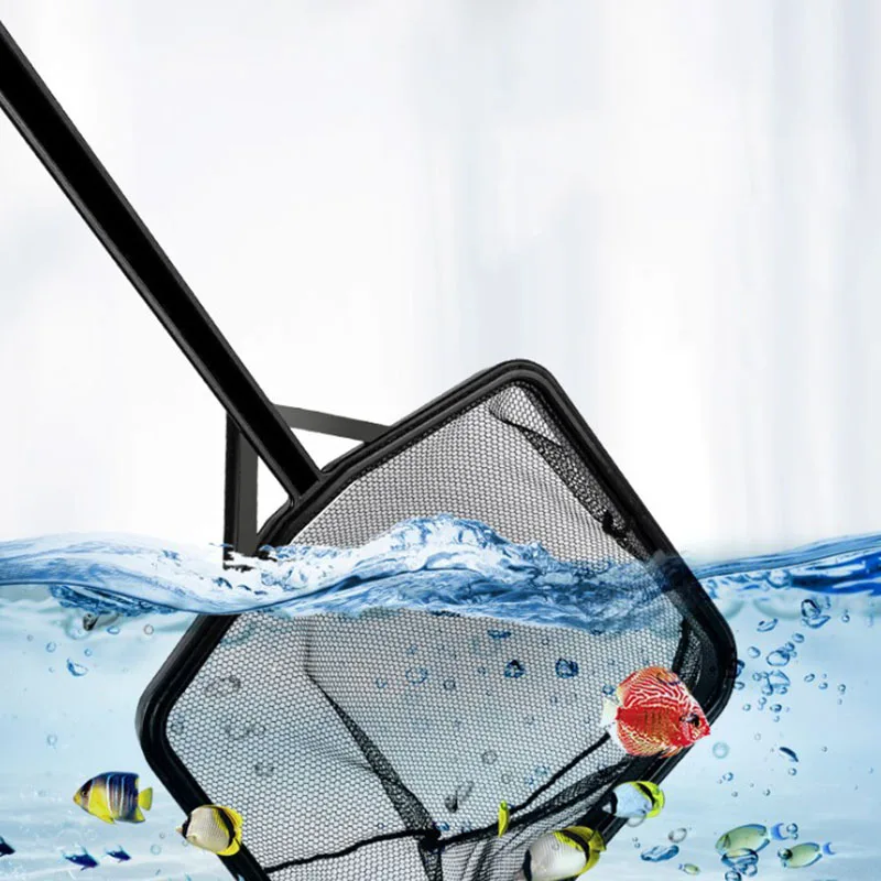 Black Aquarium Accessories Long Handle Square Aquarium Fish Tank Fishing Net Landing Net for