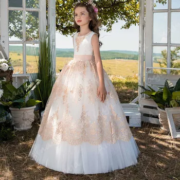 

Amaya 2021 New Flower Girl Dresses Lace Appliques Kids Christmas Dress Birthday Pageant Holy Communion Gowns Vestidos Niñas