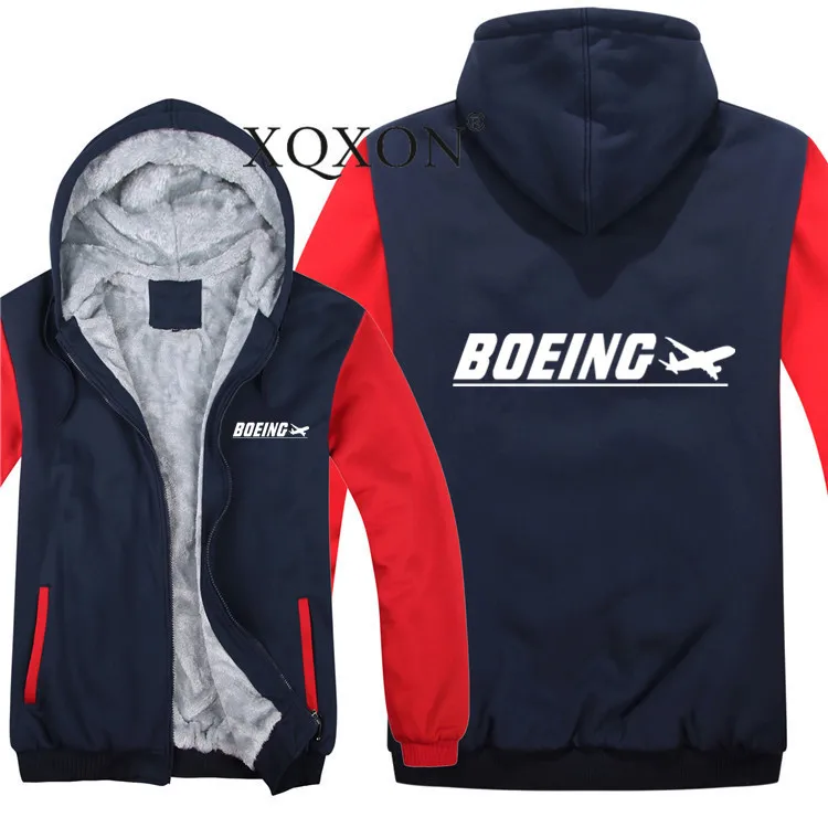 XQXON-, новинка, толстовки, куртка, зимний мужской пуловер, Boeing, летательный аппарат, мужское пальто, шерстяная подкладка, флисовые толстовки на молнии, Eu/Us Size-J701