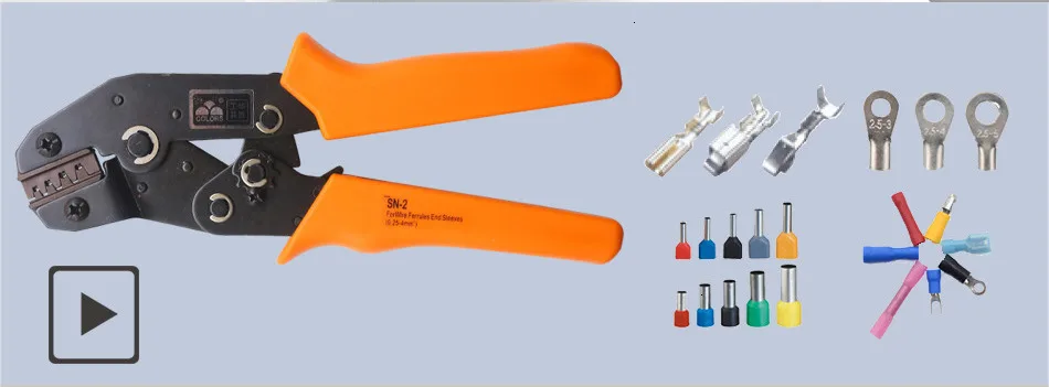 Обжимной инструмент, инструмент для обжима проволоки и сменные штампы для термоусадочных разъемов, неизолированные наконечники