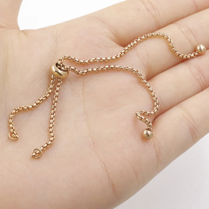 Adjustable Stainless Steel Bracelet Chain Sliding Ball Chain Slide Extender Chains Jewelry Accessories 20pcs/lot BXGL201