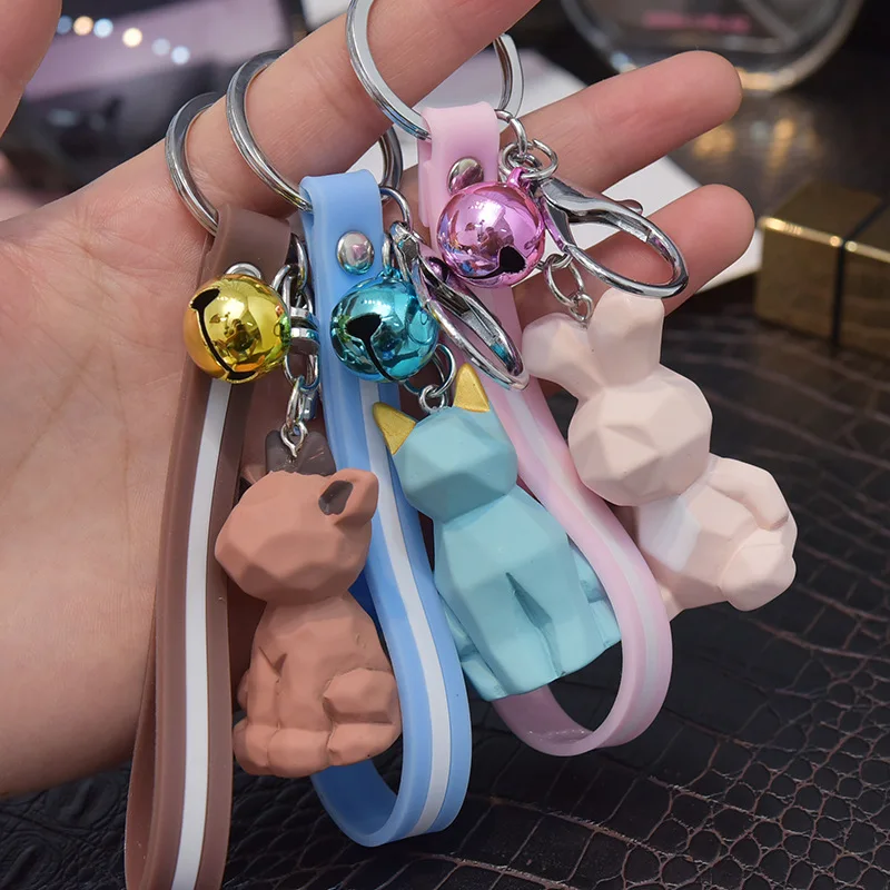 

New Fashion Cartoon Dinosaur Bear pink Rabbit Doll Key chain brown Bear leather Rope Key holder metal Women charm Bag Car Pendan