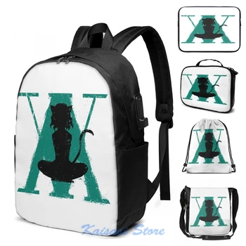 

Funny Graphic print Hunter x Hunter Neferpitou USB Charge Backpack men School bags Women bag Travel laptop bag