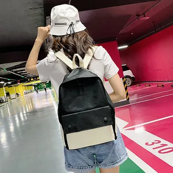 

Kawaii Korea Style Women's Backpack Large-capacity Campus Personality Simple Bag Travel Backpack Resh Elegant Canvas Backpack