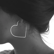 Pendientes de aro de corazón grandes para mujer pendientes grandes de acero inoxidable plata oro negro Rosa oro relleno de mujer Regalos(China)