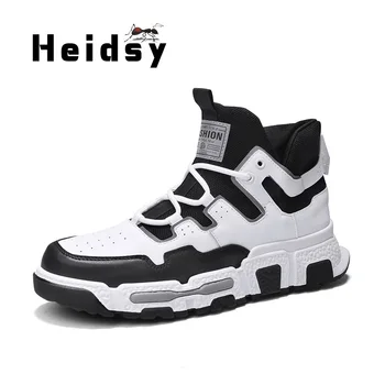 

Fashion Mens Lace-up High Top Sneaker Shoes Breathable Non-slip Casual Walking Shoes Black White Size39-44