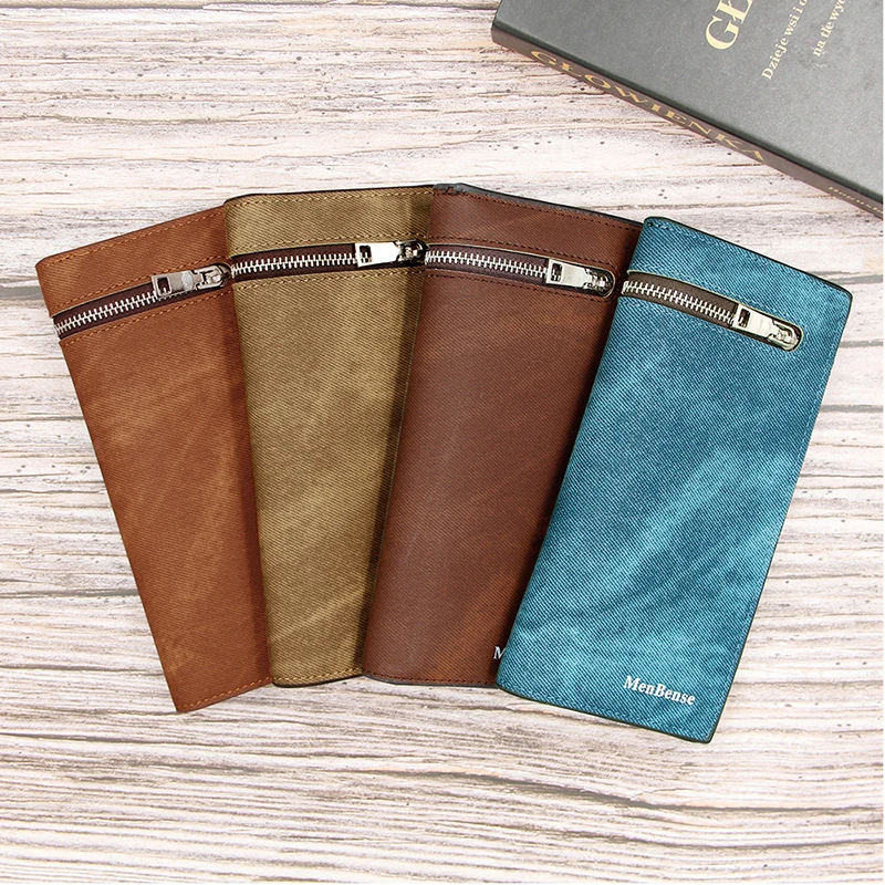 

2019 minimalist Zipper men Long wallet Pu leather slim clutch Purse high quality Korean Style Casual Multi card bit coin pocket