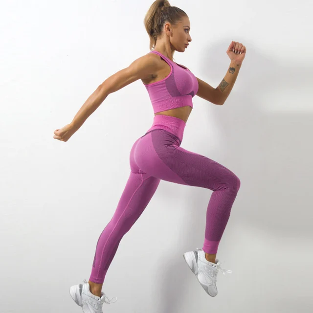 Seamless Fitness Clothing Sport Suit Pants Bra 2 Piece Tracksuit For Women 2021 Women's Sports Suits Kit Yoga Set Sportswear 5