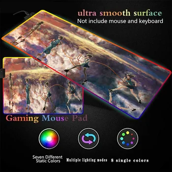 

Your Name Four Girls Anime RGB Luminous Gaming Mouse Pad Colorful Oversized Glowing USB LED Extended Illuminated Keyboard Mat