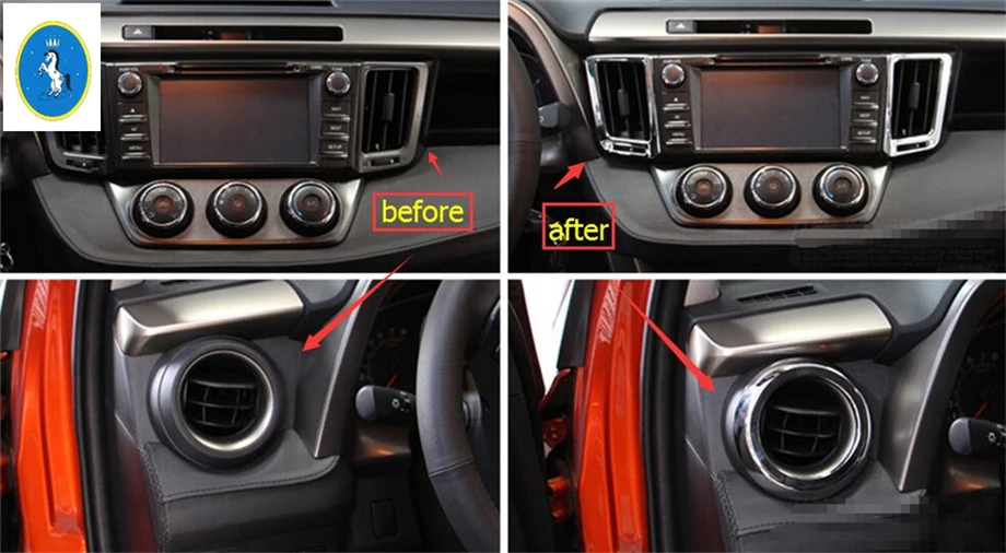 

Yimaautotrim аксессуары для кондиционера переменного тока Вентиляционное кольцо Крышка отделка 4 шт. яркий для TOYOTA RAV4 RAV 4 2016 2017 2018