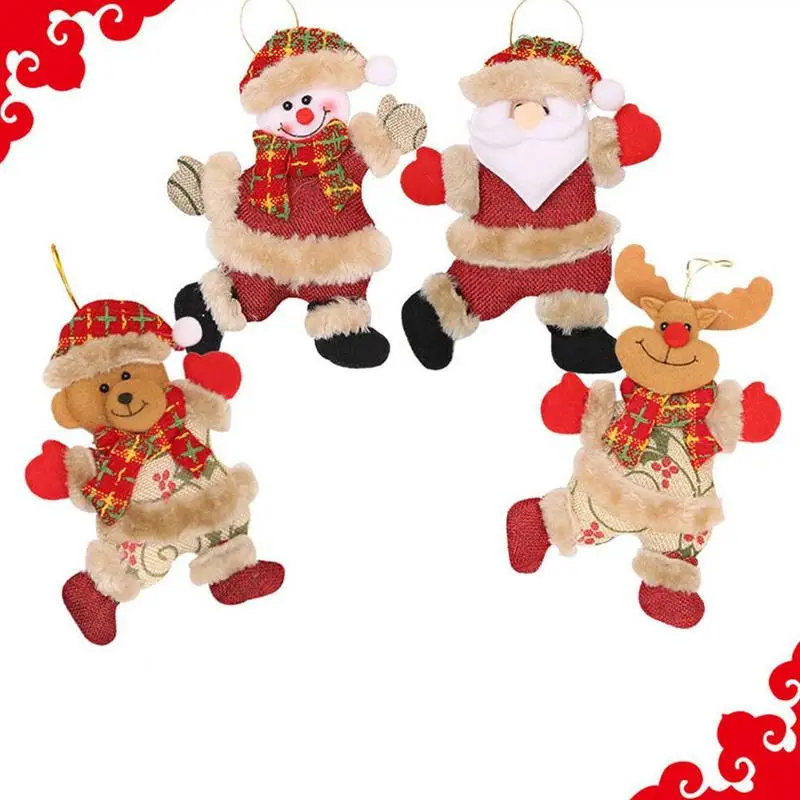 3pc Christmas Ornaments Santa Claus Snowman Reindeer Toy Doll Hang Decor