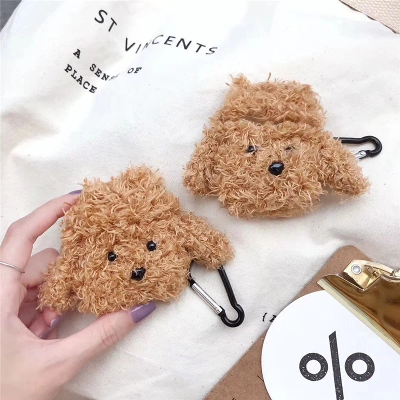 Airpodため2ケース3dテディ犬漫画ソフトぬいぐるみワイヤレスイヤホンappleのairpodsケースかわいいカバーfunda Earphone Accessories Aliexpress