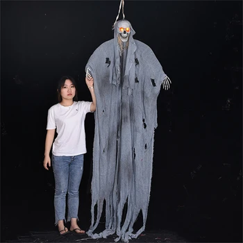 

Halloween Horror Decoration Grim Reaper Voice Control Bright Eyes Scary Hanging Halloween Ghost Bar Haunted Creepy House Props