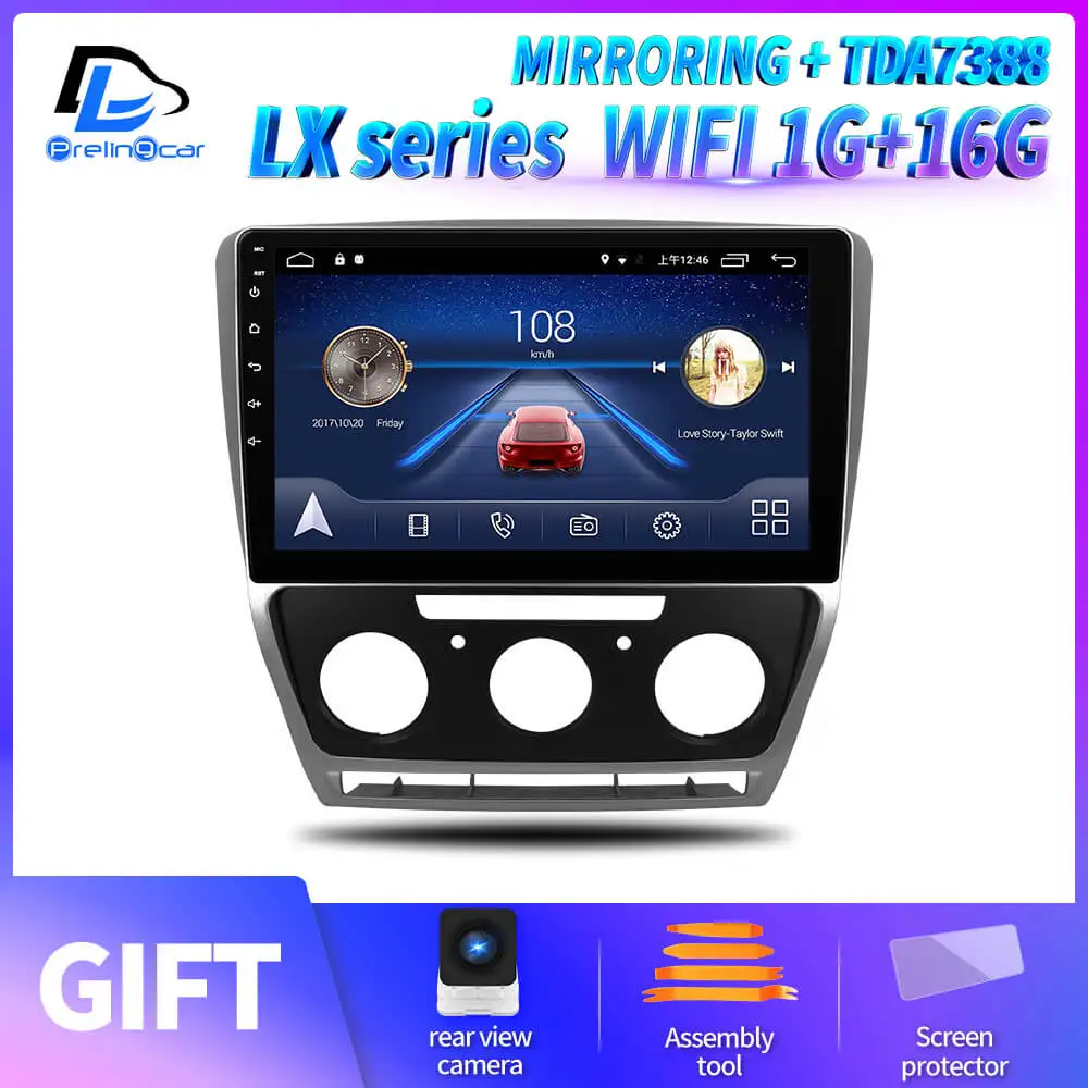 LX player 1G16G Prelingcar для Skoda Octavia 2 A5 2008 2010 2011 2012 автомобильный Радио Мультимедиа Видео плеер навигация gps Android 9,0 DSP приборная панель - Color: LX player 1G16G